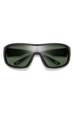 Smith Spinner 134mm ChromaPop™ Polarized Shield Sunglasses in Matte Black /Grey Green