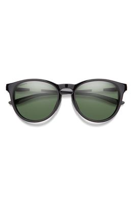Smith Wander 55mm ChromaPop™ Polarized Round Sunglasses in Black /Grey Green