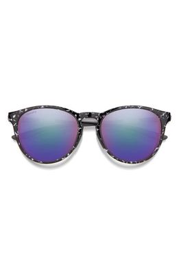 Smith Wander 55mm ChromaPop™ Polarized Round Sunglasses in Black Marble /Violet Mirror