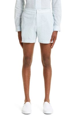 SMR Days Men's Pines Textured Flat Front Shorts in Light Blue/Ivory