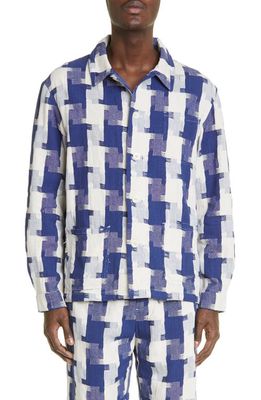 SMR Days Wittering Cotton Jacket in Blue/Ivory Check