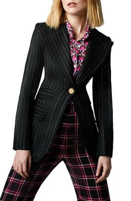 Smythe Birkin Wool Blazer in Black Pinstripe