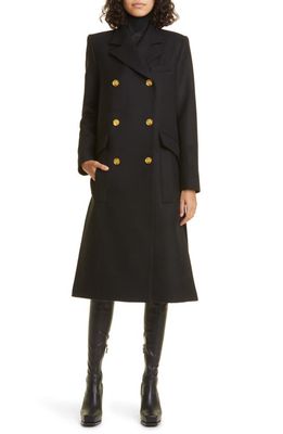 Smythe Double Breasted Wool Blend Coat in Black
