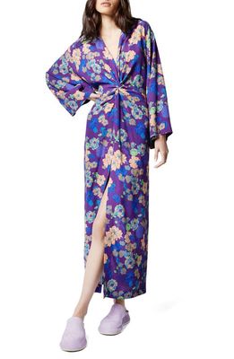 Smythe Floral Twist Front Long Sleeve Dress in Violet Floral