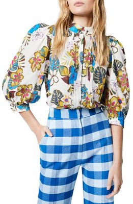 Smythe Frontier Pintuck Puff Sleeve Blouse in Tropical Multi