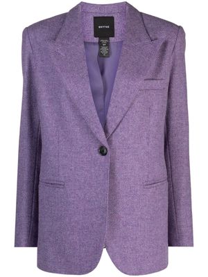 Smythe mélange-effect single-breasted wool-blend blazer - Purple