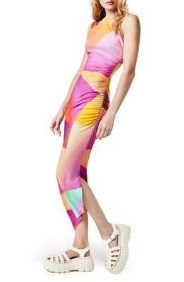 Smythe One-Shoulder Dress in Abstract Neon
