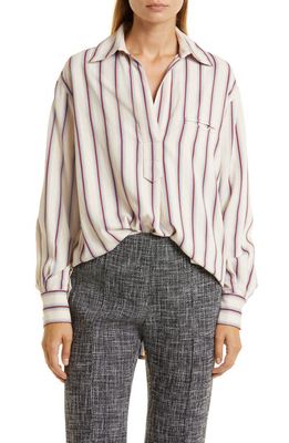 Smythe Oversize Stripe Pullover Shirt in Ecru Banker Stripe