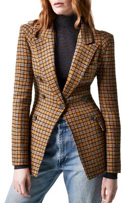Smythe Pagoda Faux Double Breasted Blazer in Umber Tweed