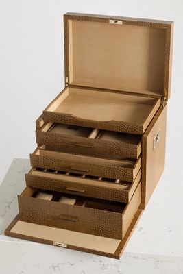 Smythson - Deluxe Mara Croc-effect Leather Jewelry Box - Neutrals