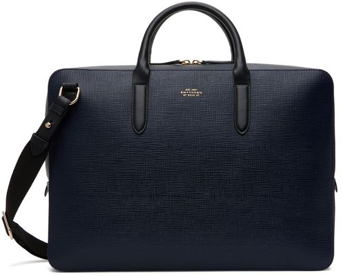 Smythson Navy Panama Briefcase