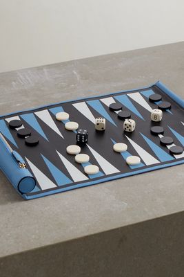 Smythson - Panama Textured-leather Backgammon Roll - Blue