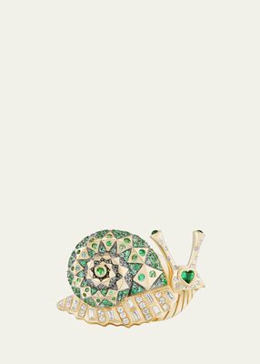Snail Statement Ring with Tsavorite and Diamonds