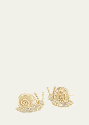 Snail Stud Earrings with Diamonds