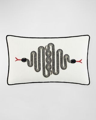 Snake Embroidered Pillow, 12" x 20"