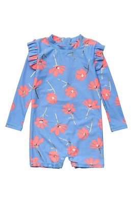 Snapper Rock Beach Bloom Long Sleeve One-Piece Rashguard Swimsuit in Blue