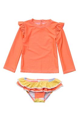 Snapper Rock Good Vibes Long Sleeve Two-Piece Rashguard Swimsuit in Multi