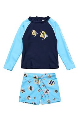 Snapper Rock Kids' Angel Fish Two-Piece Rashguard Swimsuit in Blue