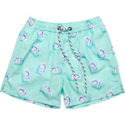 Snapper Rock Kids' Float Your Boat Swim Trunks in Blue 