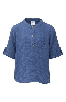 Snapper Rock Kids' Frankie Cotton Gauze Henley Top in Blue 