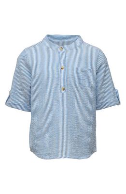 Snapper Rock Kids' Frankie Stripe Seersucker Resort Shirt in Blue 