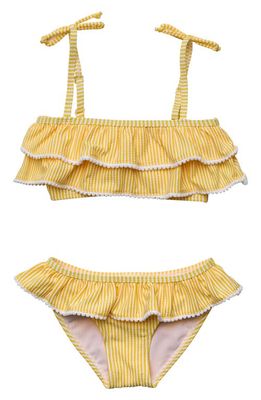 Snapper Rock Kids' Marigold Stripe Seersucker Two-Piece Swimsuit in Yellow