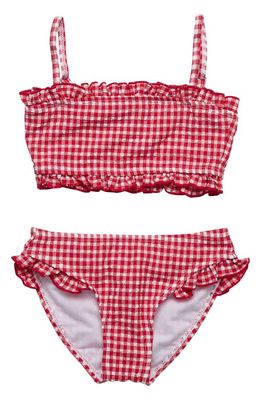 Snapper Rock Kids' Picnic Party Gingham Two-Piece Swimsuit in Red