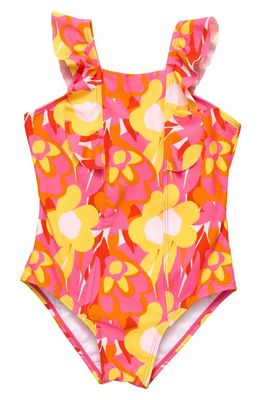 Snapper Rock Kids' Pop of Sunshine Ruffle One-Piece Swimsuit in Red Multi