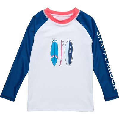 Snapper Rock Kids' Rock the Board Long Sleeve Rashguard in White 