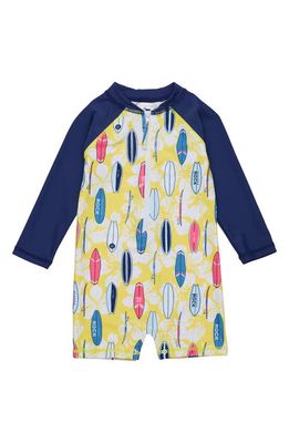 Snapper Rock Kids' Rock the Board One-Piece Rashguard Swimsuit in Yellow 