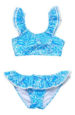 Snapper Rock Kids' Santorini Blue Frill Two-Piece Swimsuit