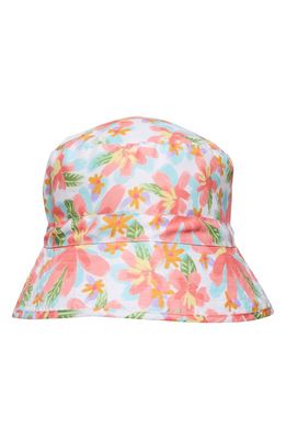Snapper Rock Kids' Tropical Print Bucket Hat in White Multi