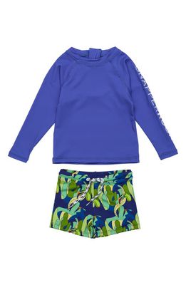 Snapper Rock Long Sleeve Two-Piece Rashguard Swimsuit in Blue