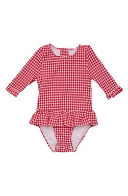 Snapper Rock Picnic Party Long Sleeve One-Piece Surf Swimsuit in Red