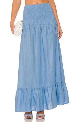 SNDYS Bay Linen Skirt in Blue