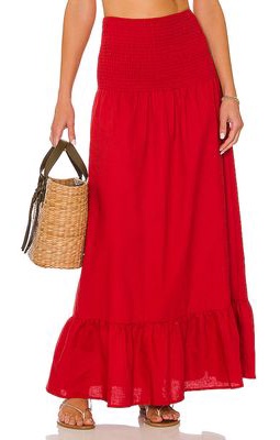 SNDYS Bay Linen Skirt in Red