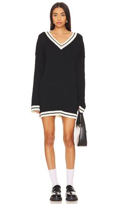 SNDYS Colbie Varsity Sweater in Black