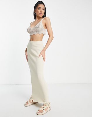 SNDYS knitted maxi skirt in sand - part of a set-Neutral