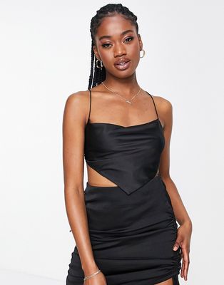 SNDYS satin scarf top in black - part of a set