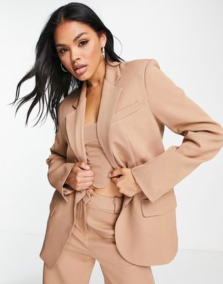 SNDYS tailored blazer in tan - part of a set-Neutral