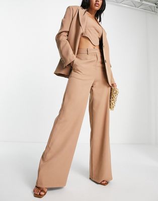 SNDYS tailored wide leg pants in camel - part of a set-Neutral