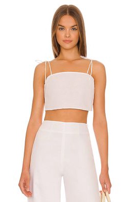 SNDYS Tie Linen Top in White