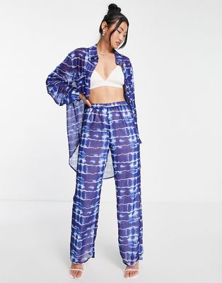 SNDYS x Molly King relaxed pants in blue tie dye - part of a set