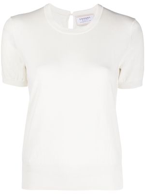 Snobby Sheep knit cotton-blend short-sleeve top - White