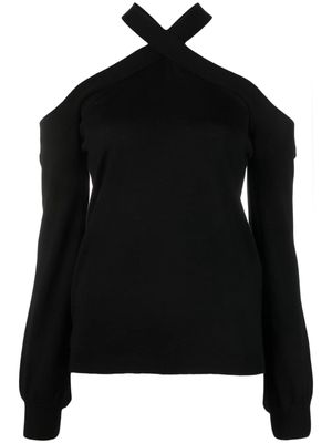 Snobby Sheep twist-detail open-shoulder knitted top - Black