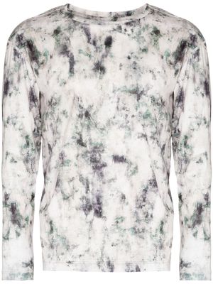 Snow Peak marble print long-sleeved T-shirt - Grey
