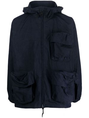 Snow Peak slouchy-hood zip-up jacket - Blue
