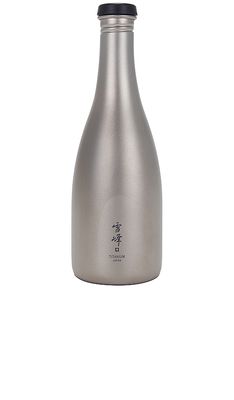 Snow Peak Titanium Sake Bottle in Light Grey.