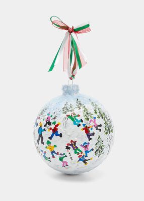 Snowball Fight Hand-Painted Ornament