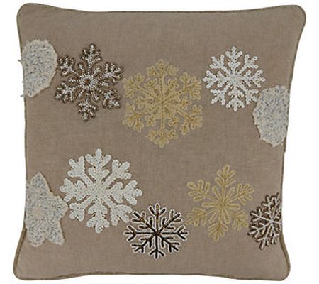 Snowflakes Design Throw Pillow With Down Fillin g